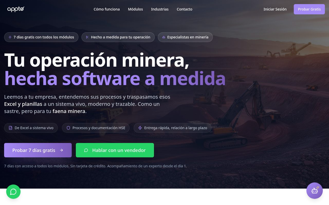 Appto — Software para gestión de operaciones mineras