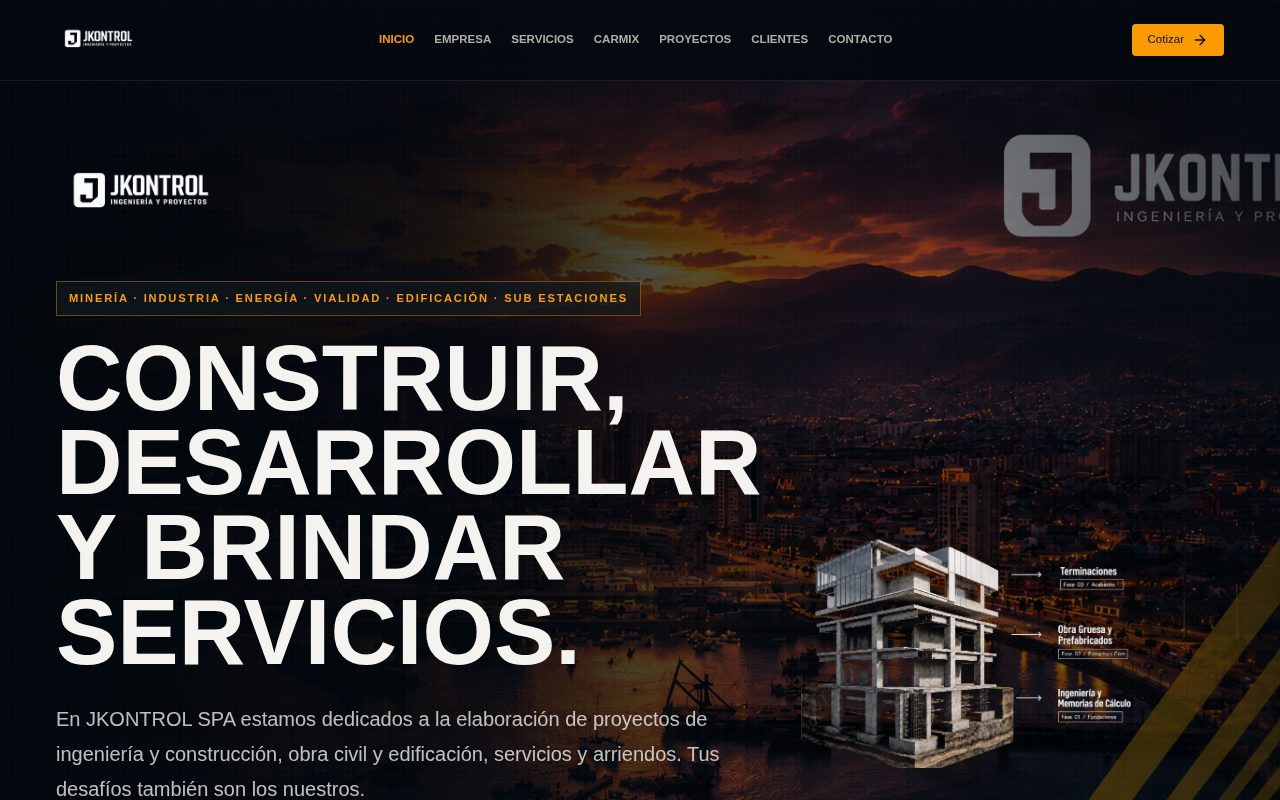 JKontrol — Web institucional de ingeniería y construcción
